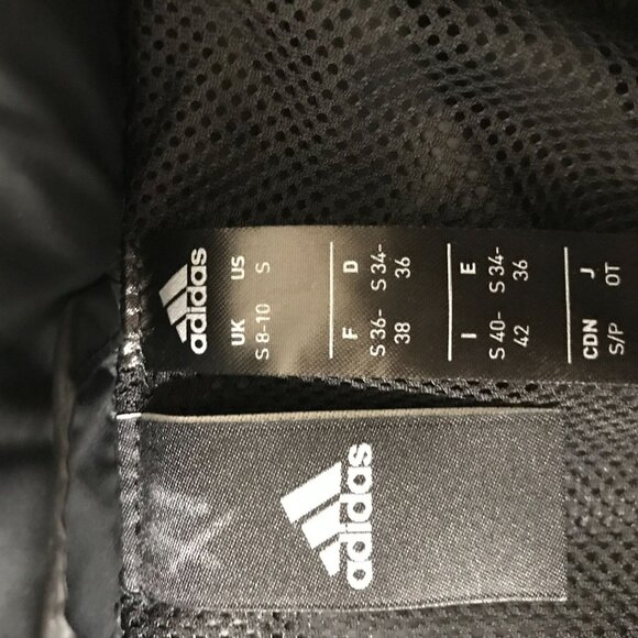 ADIDAS ~ WOMENS SMALL ~ BLACK FULL ZIP WINDBREAKER JACKET WITH ZIP UP HOOD - Picture 7 of 7